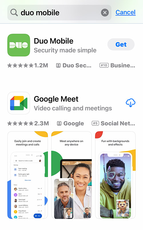 duo mobile on app store