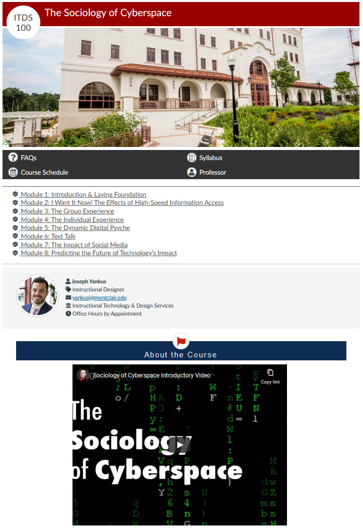 Screenshot of an example Home page on a Canvas course.