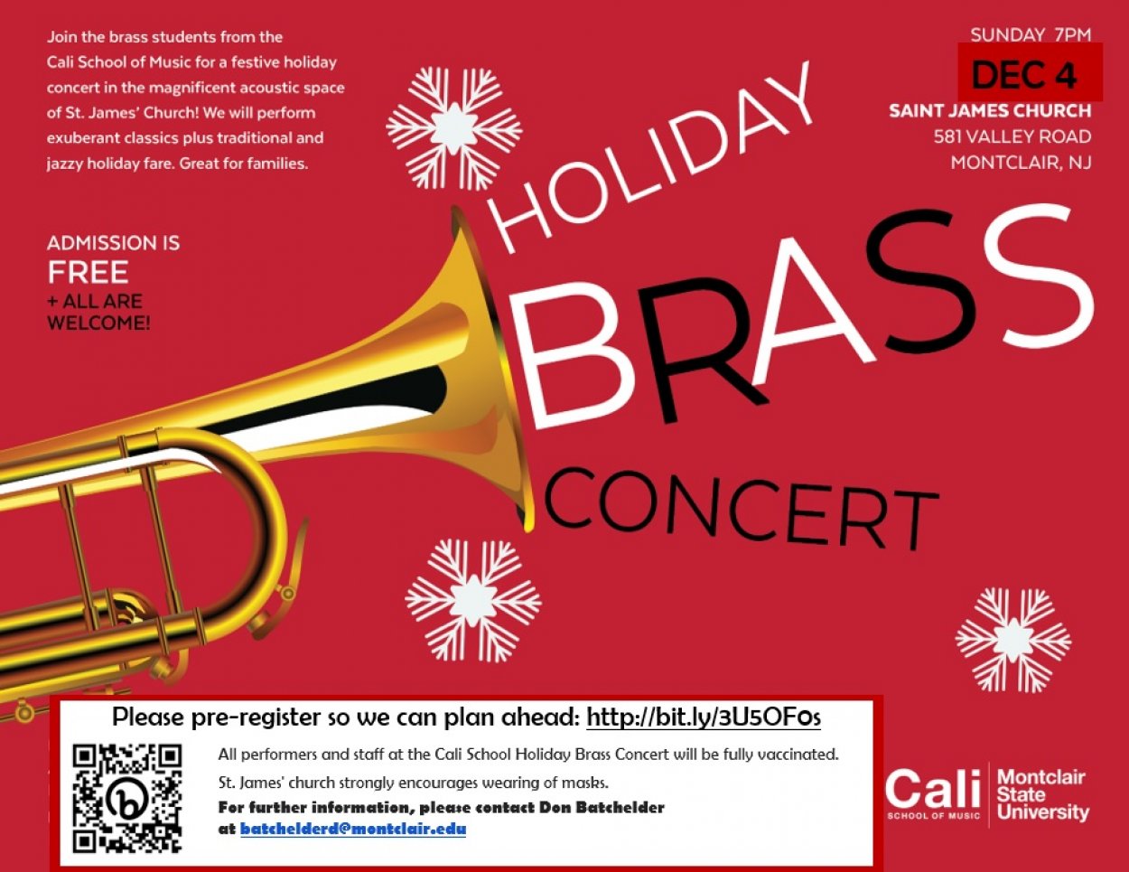 Cali Holiday Brass Concert University Calendar Montclair State