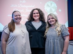 Montclair State University's graduates Lydia Brubaker, Juliana Di Cosmo and Maddie Heinold (L to R) at a ceremony where they were recognized as among the state's top teaching interns.