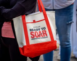 close up of ready to soar tote bag