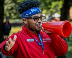 student with a megaphone