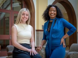 Abbigale Damiano and Kananelo Mokati side-by-side on campus.