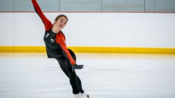 Olga Mikutina, Austria’s national figure skating champion, skates her short program during a training session at the Montclair State University Ice Arena.