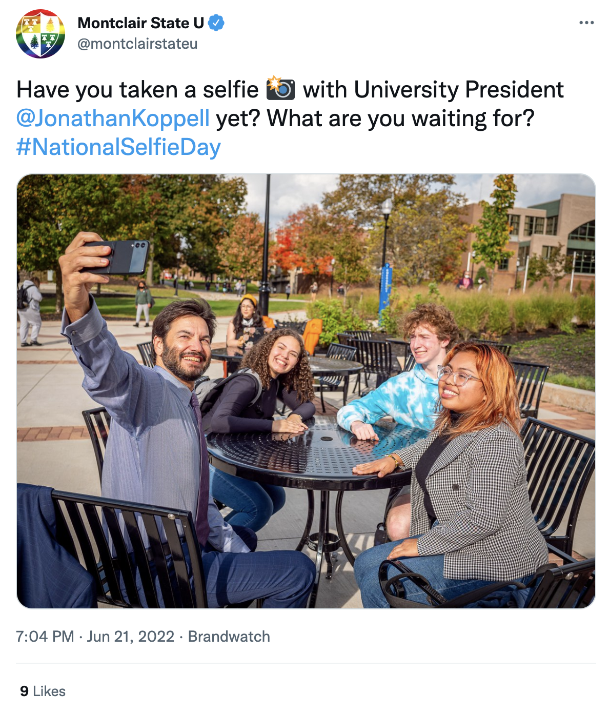@montclairstateu: Have you taken a selfie 📸 with University President  @JonathanKoppell  yet? What are you waiting for? #NationalSelfieDay