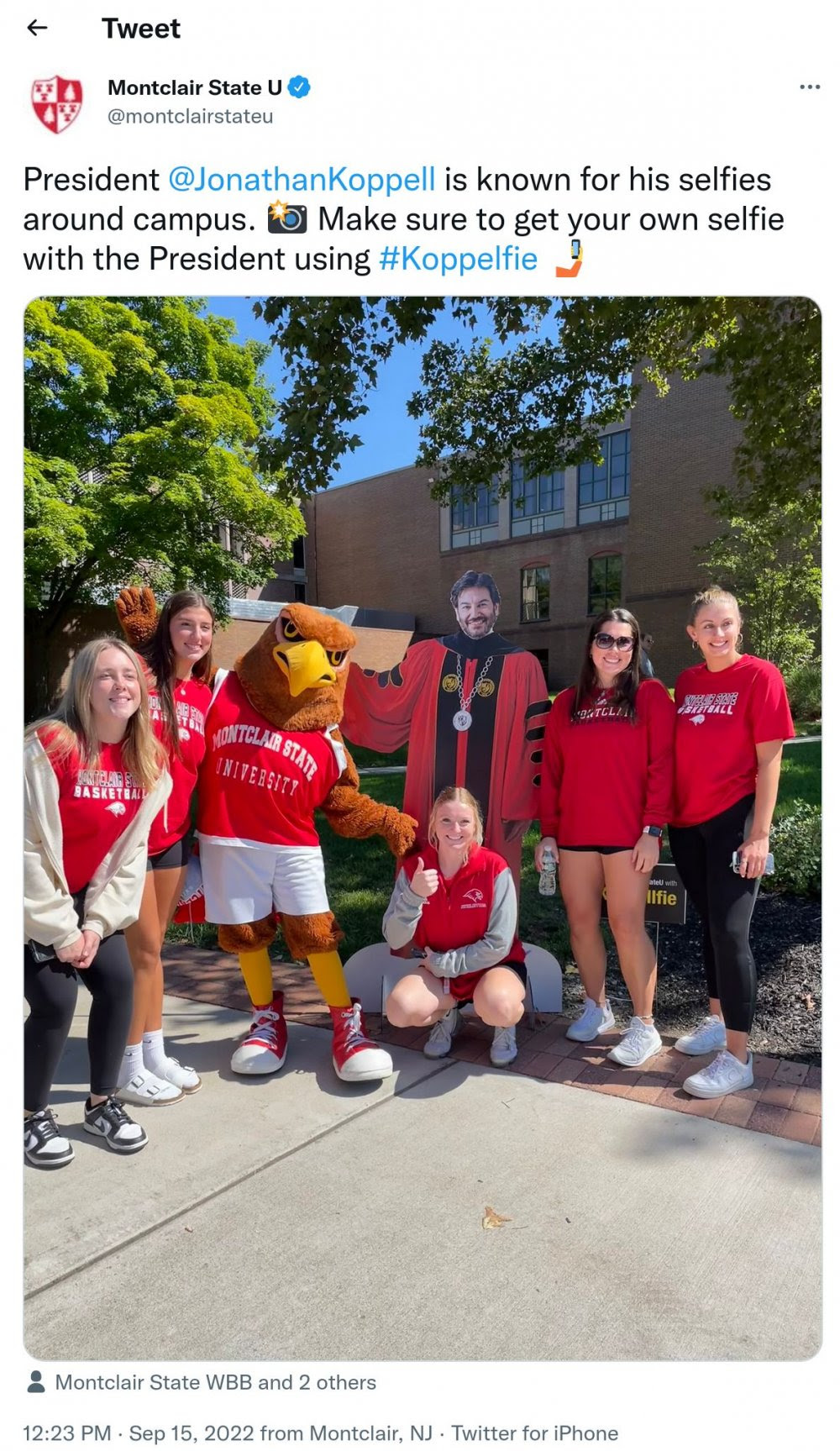 @montclairstateu: President @JonathanKoppell is known for his selfies around campus. Make sure to get your own selfie with the President using #Koppelfie