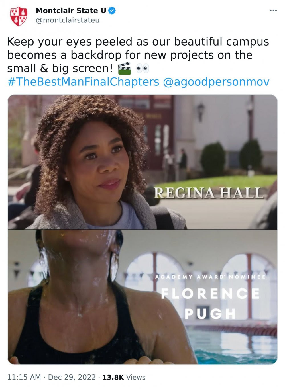 Regina Hall and Florence Pugh bring star quality to Montclair State University campus in scenes filmed on campus for TV and film.