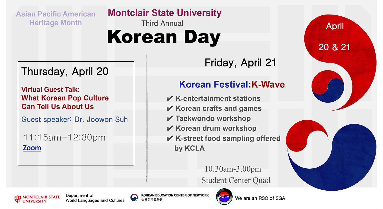 Korean Day University Calendar Montclair State University