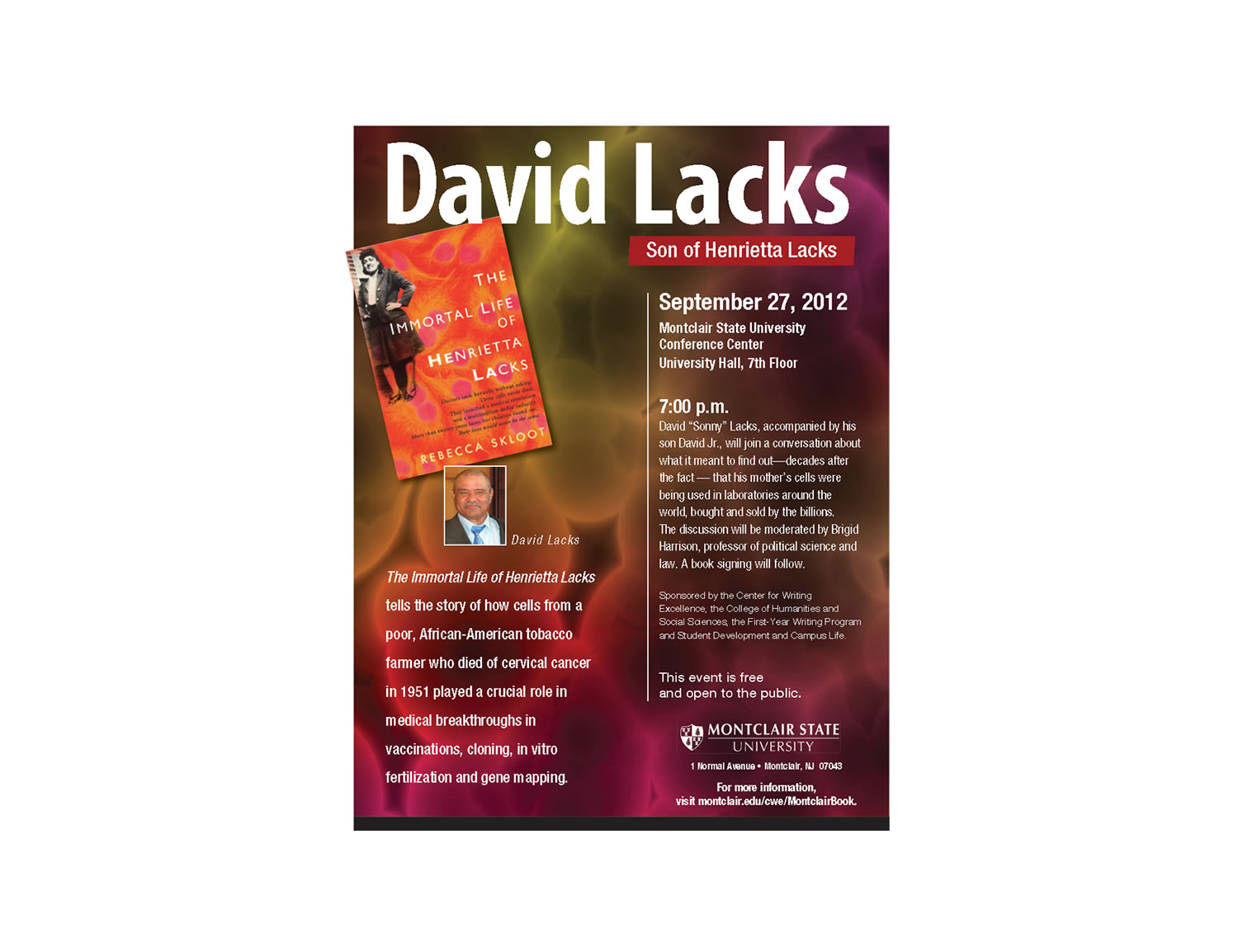 Announcing The Montclair Book 2012 Keynote Address By David Lacks