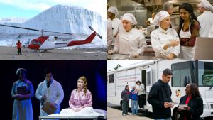 Photo collage of students in experiential learning programs.