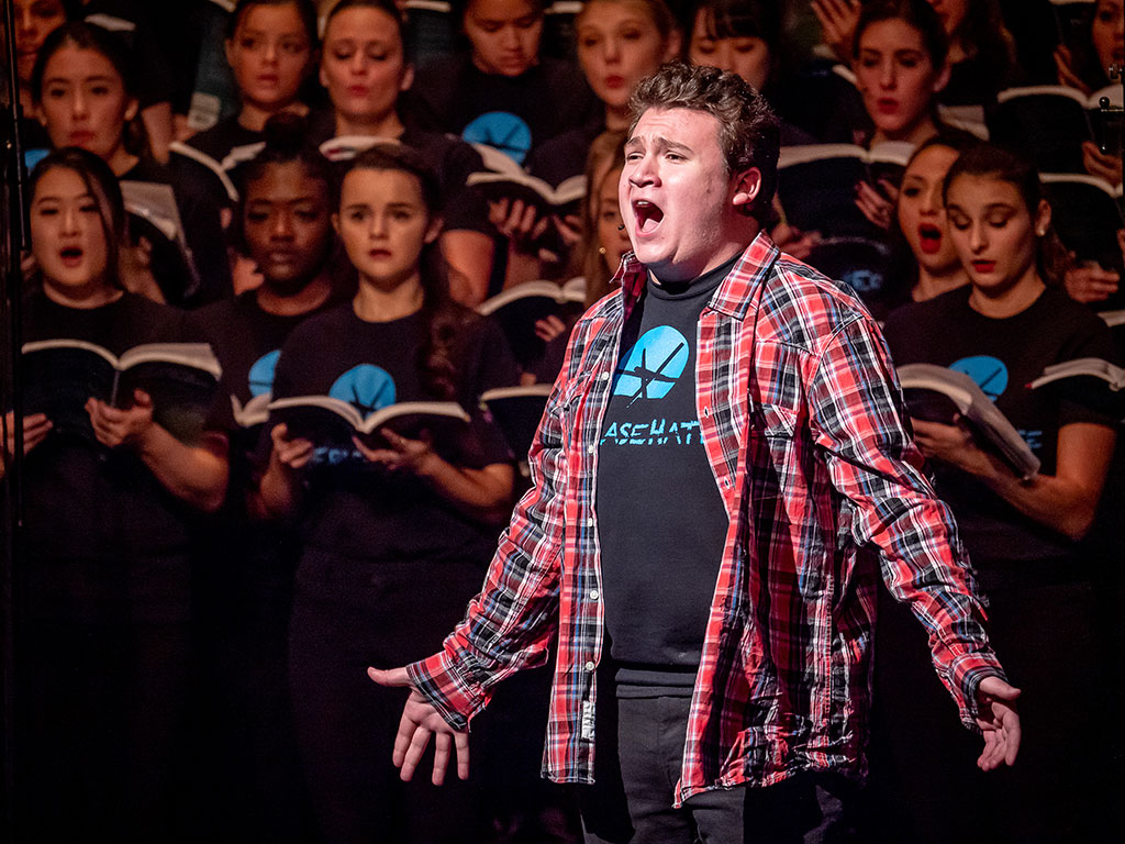 Nick Scafuto, a sophomore Music Education major from Martinsville, New Jersey, was among the members of Montclair State’s choirs who made a challenging and inspirational work soar.
