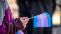 Individual transgender awareness flags were distributed at the Transgender Awareness Week flag-raising ceremony on Monday, November 14, 2022.