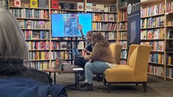 Author Julie Heffernan speaks at an event Jan. 22, 2025, at Morgenstern's Bookstore and Cafe in Bloomington. Heffernan discussed her new graphic novel "Babe in the Woods, or the Art of Getting Lost" at the event Wednesday. Photo by Arnaav Anand