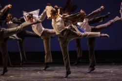 Students in the Dance division perform "I See You," choreographed by guest artist Earl Mosley, one of the two pieces performed by Montclair State students selected to be performed during the American College Dance Festival's Gala, on closing night.