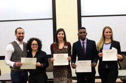  2015 Award Winners at University Student Research Symposium, including Animation/Illustration major Evans Mbai (pictured 2nd from right.)