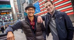 Joshua Dela Cruz '11 and Rob McClure on Broadway in New York City