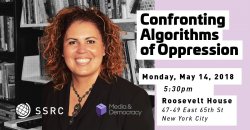Flyer for "Confronting Algorithms of Oppression” talk by Safiya Noble