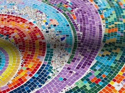 Photo of mosaic in a rainbow pattern