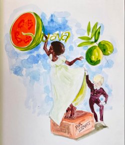 Illustrated page from An Encyclopedia of Gardening for Colored Children by Jamaica Kincaid (author) and Kara Walker (artist)