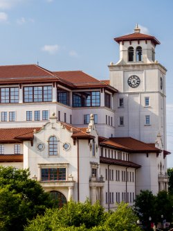 University Hall clock tower.