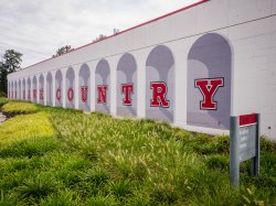 Student Center wall "Red Hawk Country".