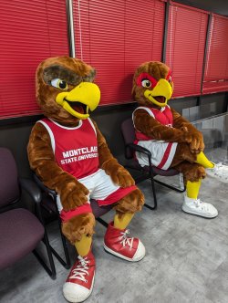 Rocky and Roxy waiting in the ID Card Office.