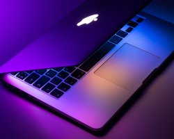 mac laptop with purple hue