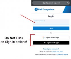 Poll Everywhere Log in page