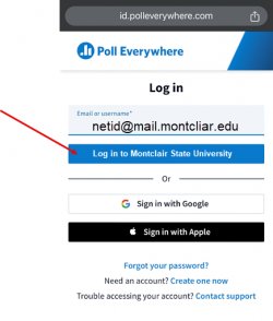 Poll Everywhere Log in page