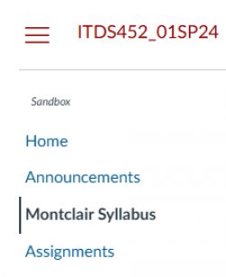 Montclair syllabus menu image