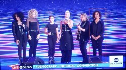 Stacy Campbell on stage with Pink at DNC