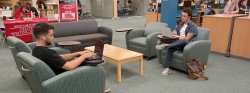 students studying in library