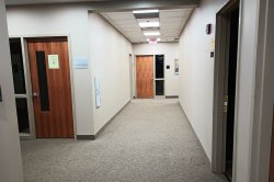 hallway with classroom doors