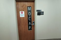 door with "mocap" written on it