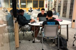 3 students in study pod