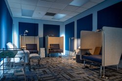 the sensory space with 3 privacy study chairs