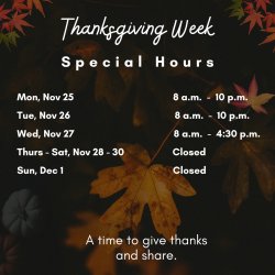 thanksgiving hours