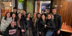 group of students at restaurant