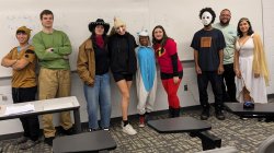 Linear Algebra students wearing their halloween costumes