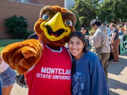 Montclair State University mascot and student