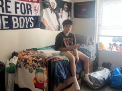 Student in dorm room