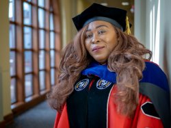 Sailume Walo-Roberts in her PhD regalia.