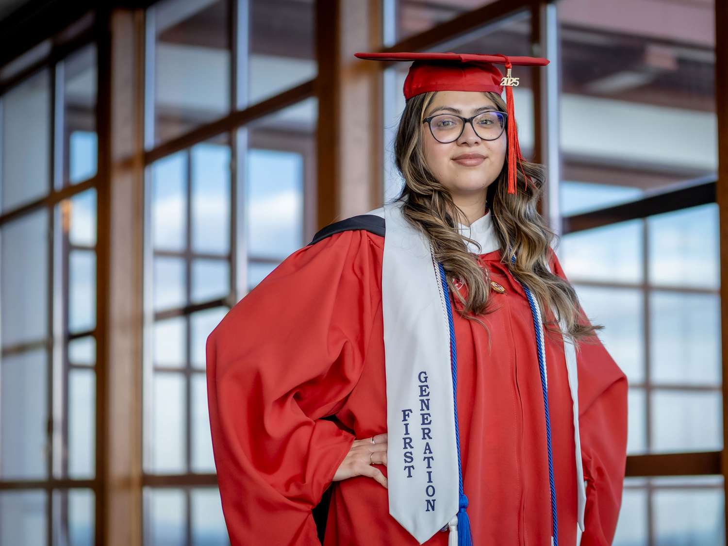 Rebeca A. Soto Avalos in her graduation robe.