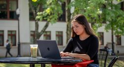 Montclair student studying on laptop