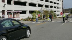 Picture of the crosswalk outside CarParc Diem