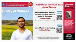 Poetry of Witness event flyer for March 30