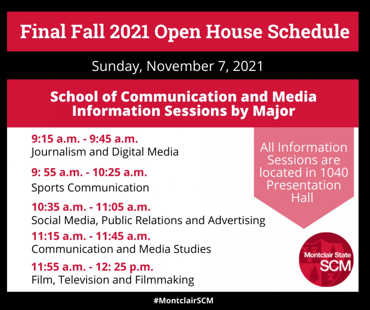 Open House Set For Sunday, November 7 – School Of Communication And