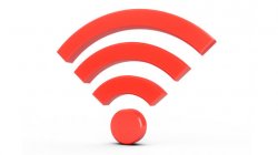 3D Rendering Red Wifi Wireless Network Symbol isolated on white background.