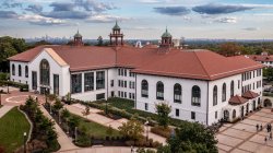 Cole Hall in Aerial view.