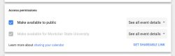Screenshot of google calendar visibility settings